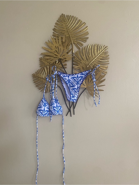 Other - Blue and White Tie-Side Bikini Set - Women Accessories